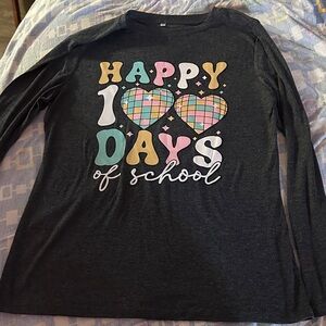 Girls' Black Long Sleeve 'Happy Days of School' Graphic Tee
